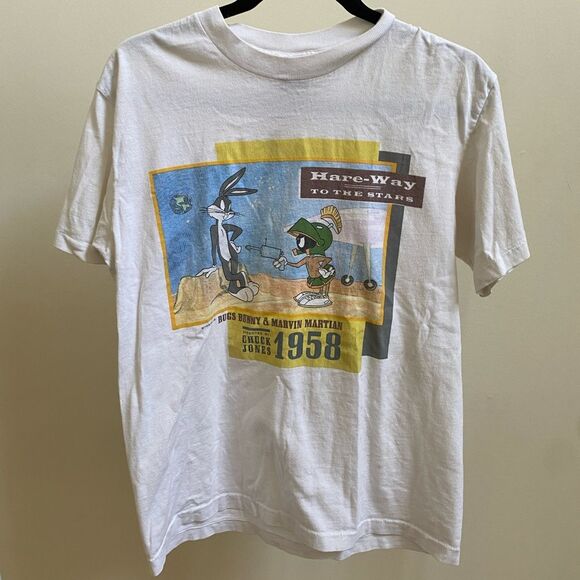 Vintage Looney Tunes single stitch graphic tee Hare-Way to the Stars - Picture 1 of 7
